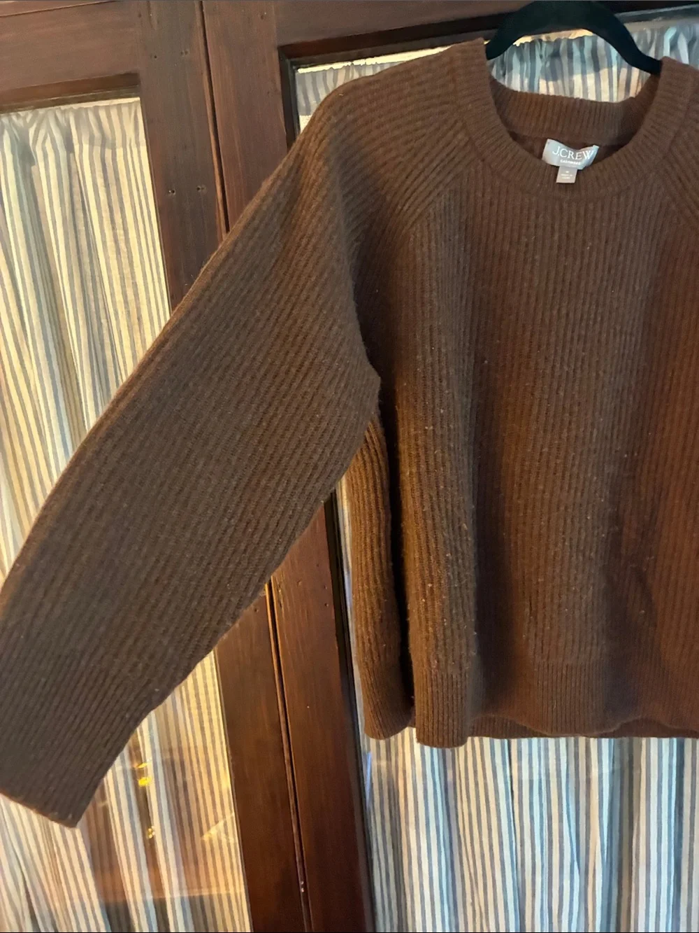 J. Crew Brown Ribbed Cashmere Crewneck Sweater